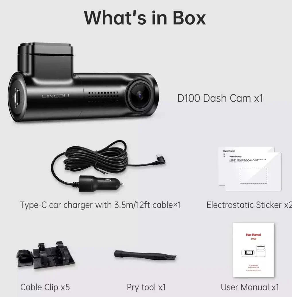 LINGDU D100 2.5K Front Dash Cam | WiFi Voice Control WDR Night Vision