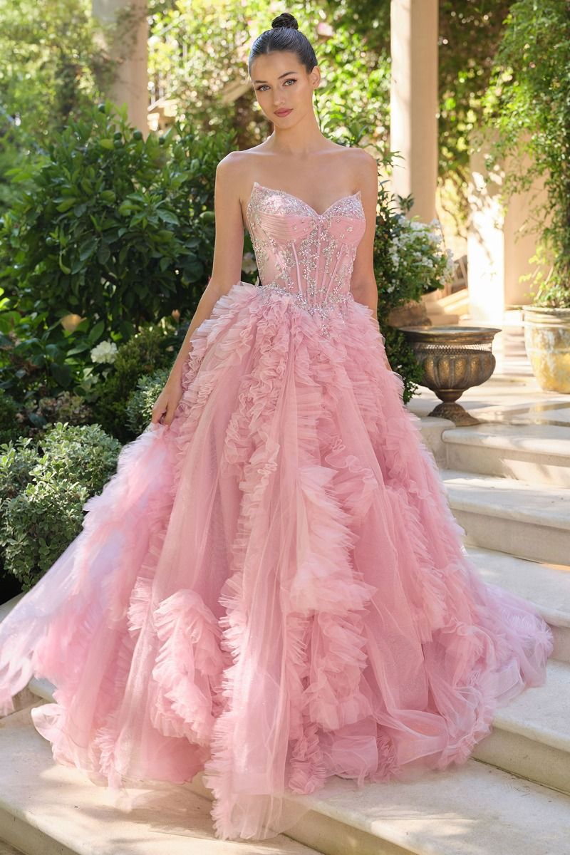 A-Line Gown With Romantic Layered Soft Tulle & Glitter Accents