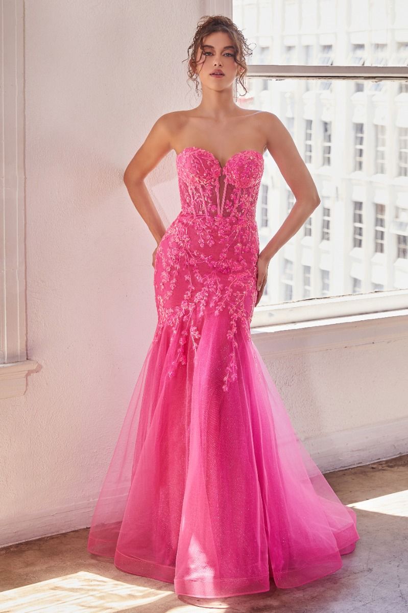 Strapless Embellished Mermaid Gown - Ocean Blue