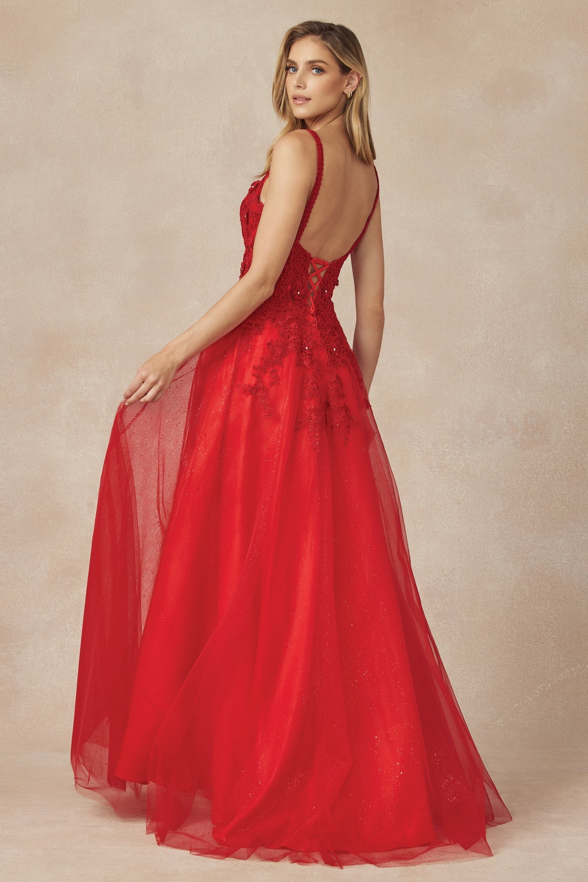 3D Flowers Embroidered Tulle Glitter Dress