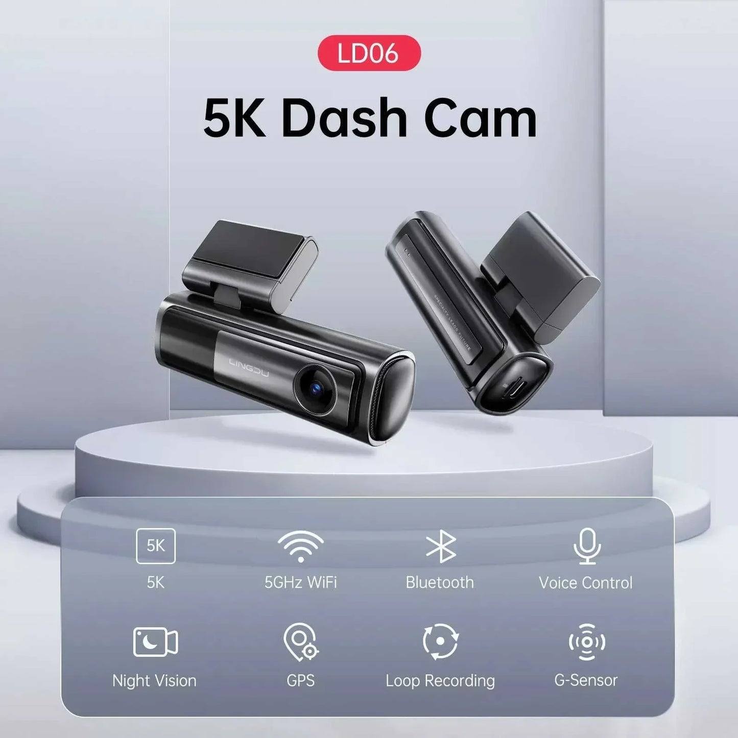 LINGDU LD06 5K Front and Rear Dash Cam