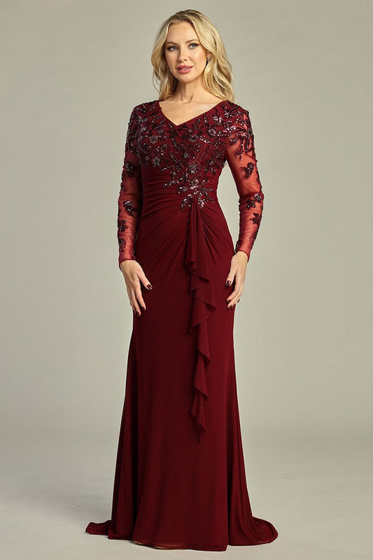 Long Sleeve Formal Gown - 3 Colors Available