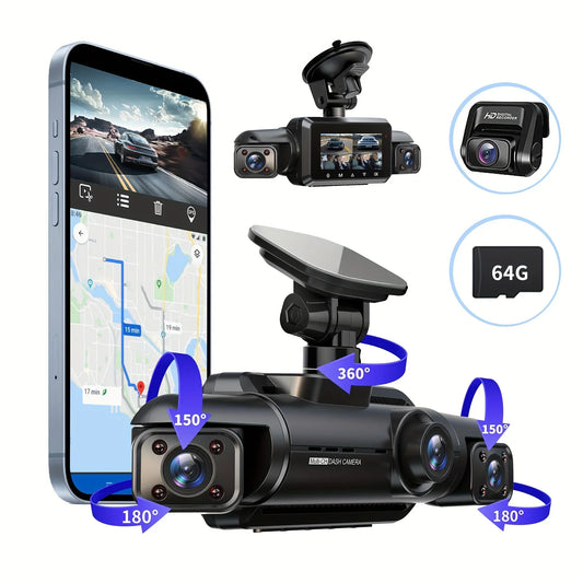 A365 4-Channel 360° Dash Cam | Front Left Right Rear GPS WiFi Free 64GB