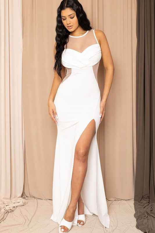 Mesh Paneled Maxi Dress