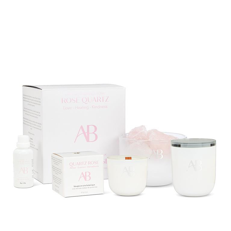 Rose Quartz Small Candle with Self-Compassion & Sandalwood Scent by Aromabotanical