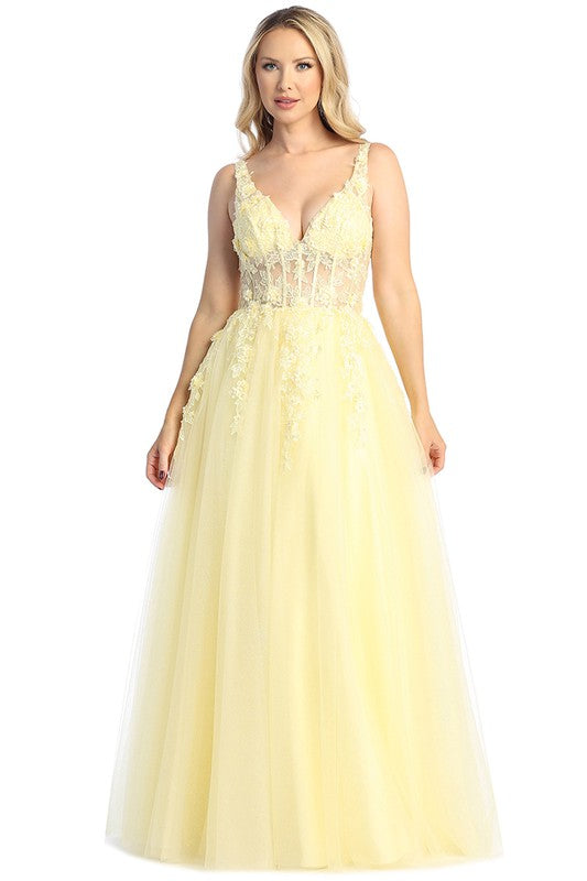 Embellished V-Top A-Line Dress