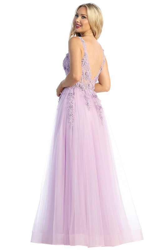 Embellished V-Top A-Line Dress