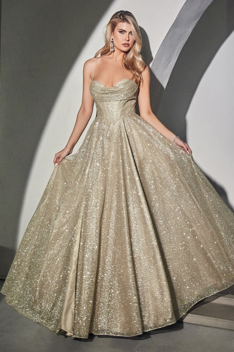 Curve Glitter Corset Fitted Gown - 8 Colors Available