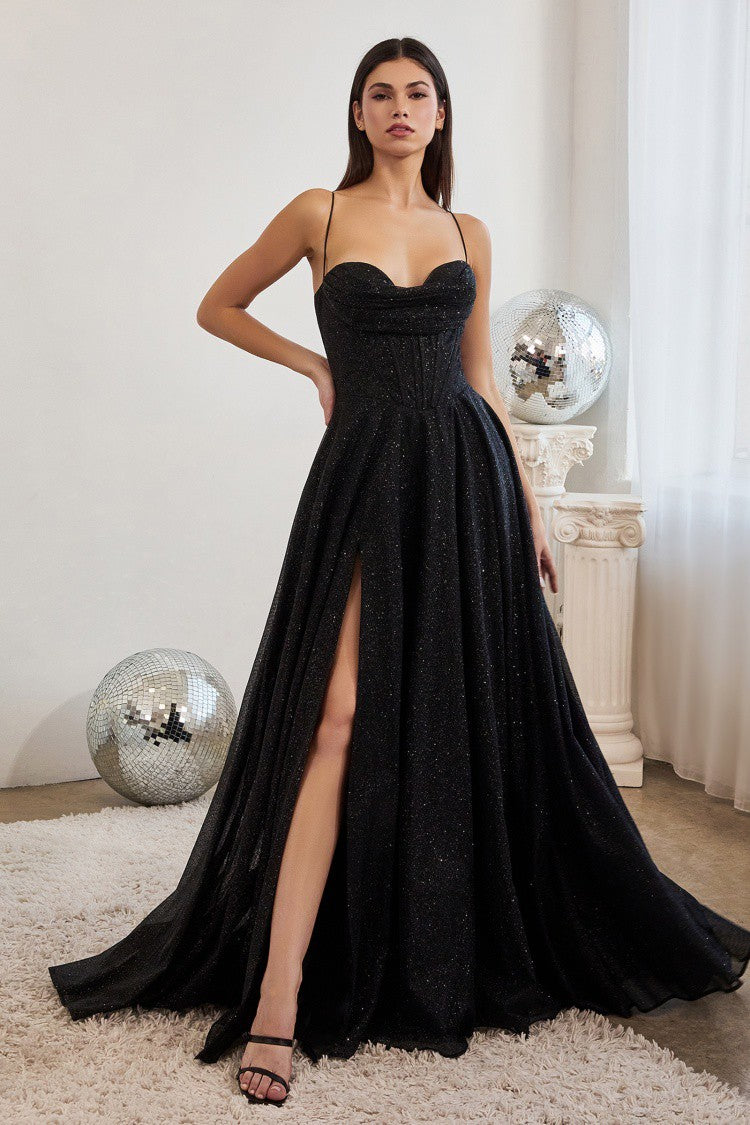 Curve Glitter Corset Fitted Gown - 8 Colors Available