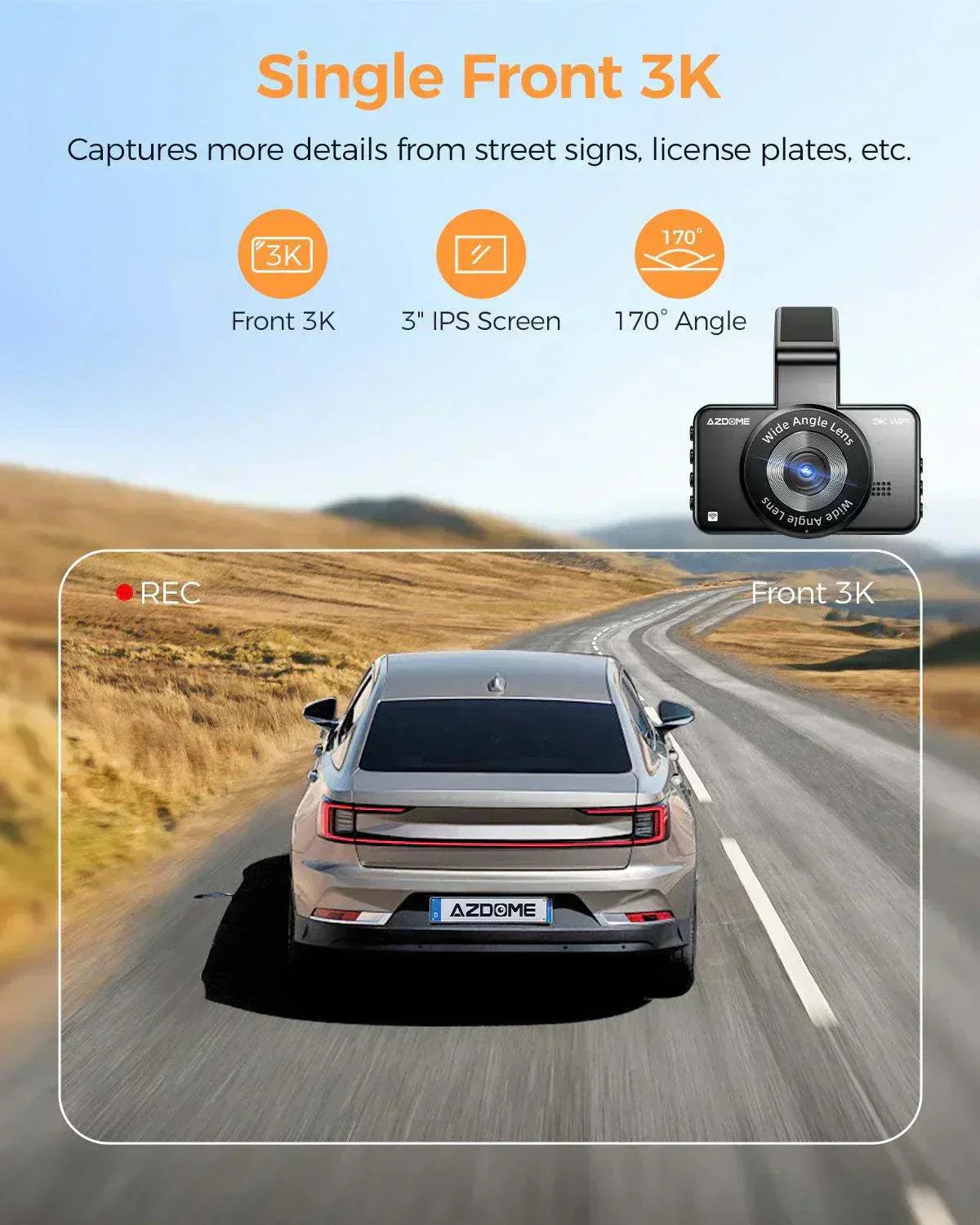 AZDOME M17 Pro Dual Dash Cam | Front & Rear with Time Lapse & App Control