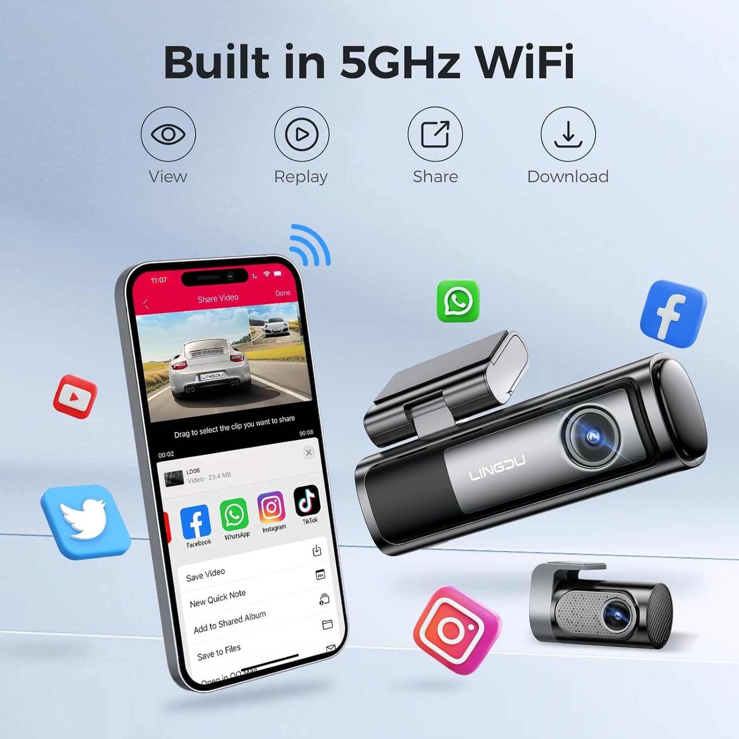 LINGDU LD06 5K Front and Rear Dash Cam