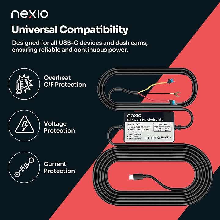 Nexio HW05 Type-C Hardwire Kit for Dash Cams
