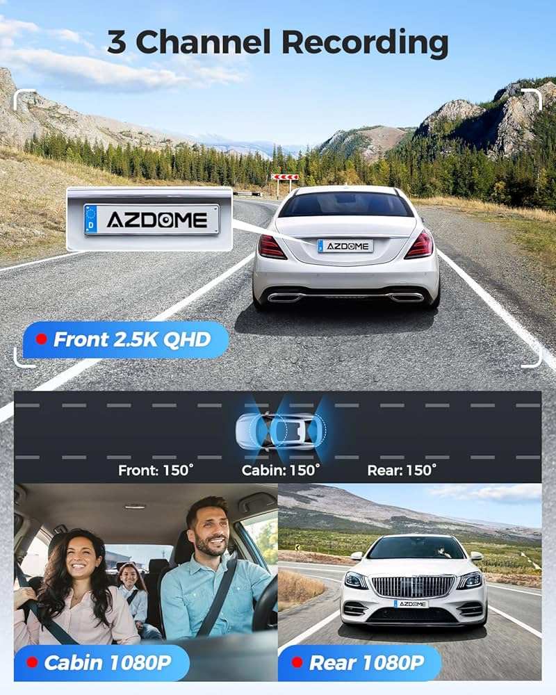 AZDOME M590 3-Channel Dash Cam | 4K WiFi 6 GPS IR Night Vision 64GB