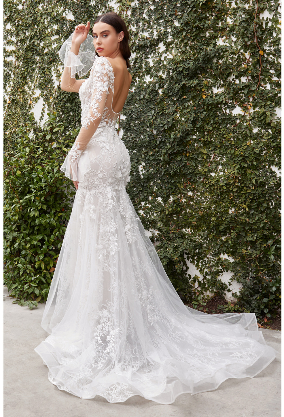Chantilly Lace Long Sleeve Bridal Gown