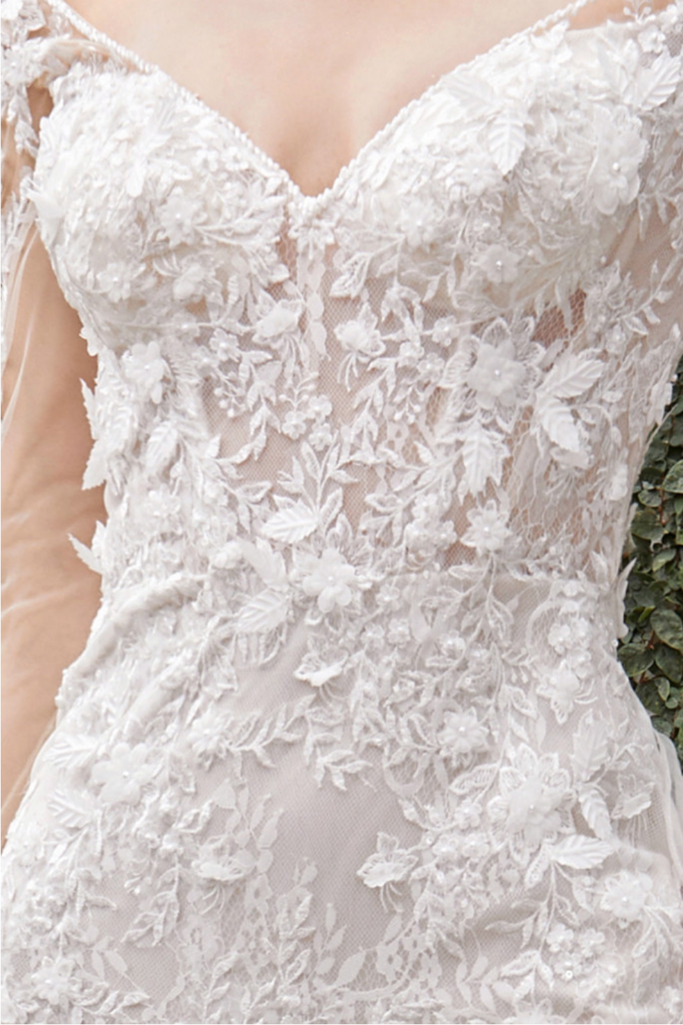 Chantilly Lace Long Sleeve Bridal Gown