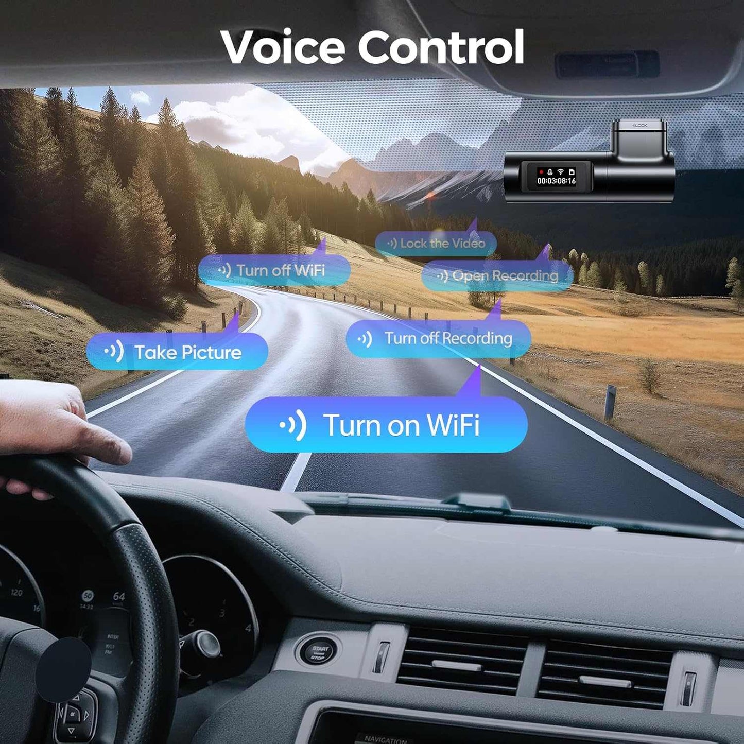 LINGDU D100 2.5K Front Dash Cam | WiFi Voice Control WDR Night Vision