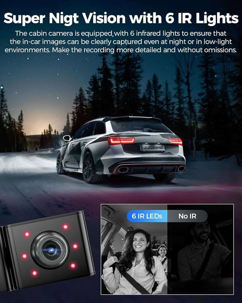 AZDOME M590 3-Channel Dash Cam | 4K WiFi 6 GPS IR Night Vision 64GB