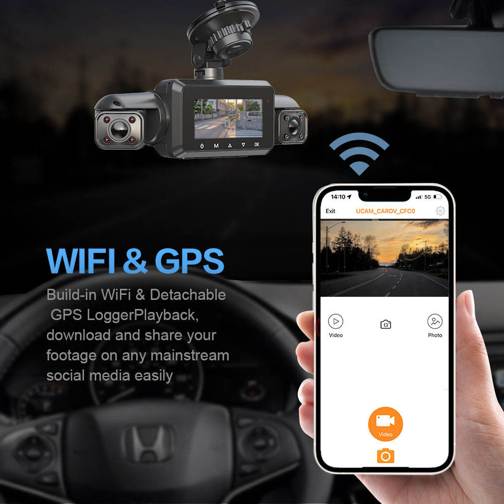 A365 4-Channel 360° Dash Cam | Front Left Right Rear GPS WiFi Free 64GB