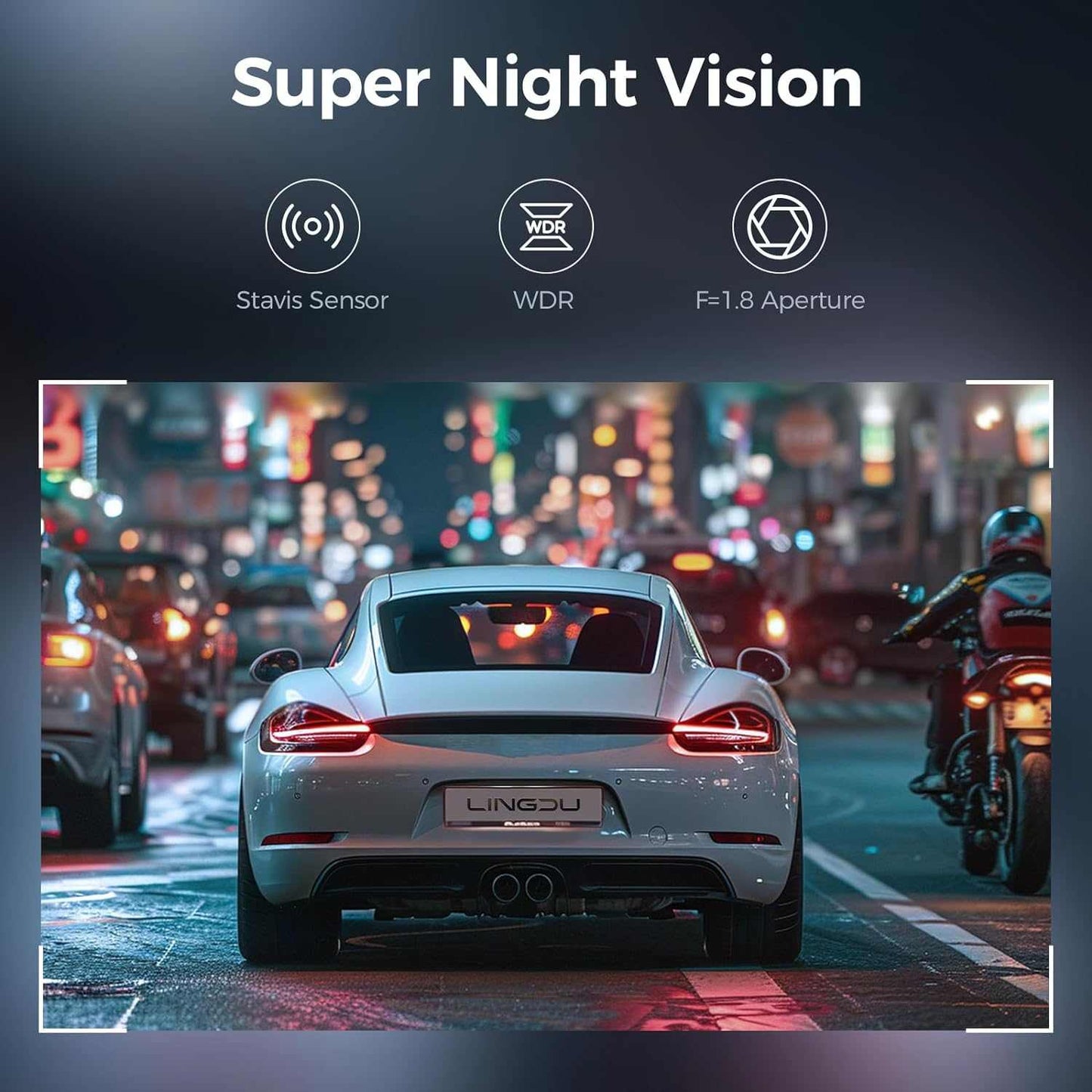 LINGDU D100 2.5K Front Dash Cam | WiFi Voice Control WDR Night Vision
