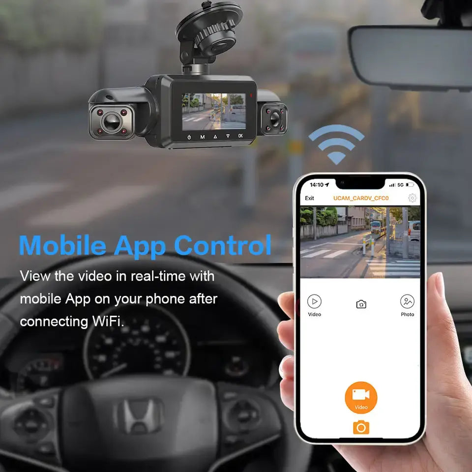 A365 4-Channel 360° Dash Cam | Front Left Right Rear GPS WiFi Free 64GB