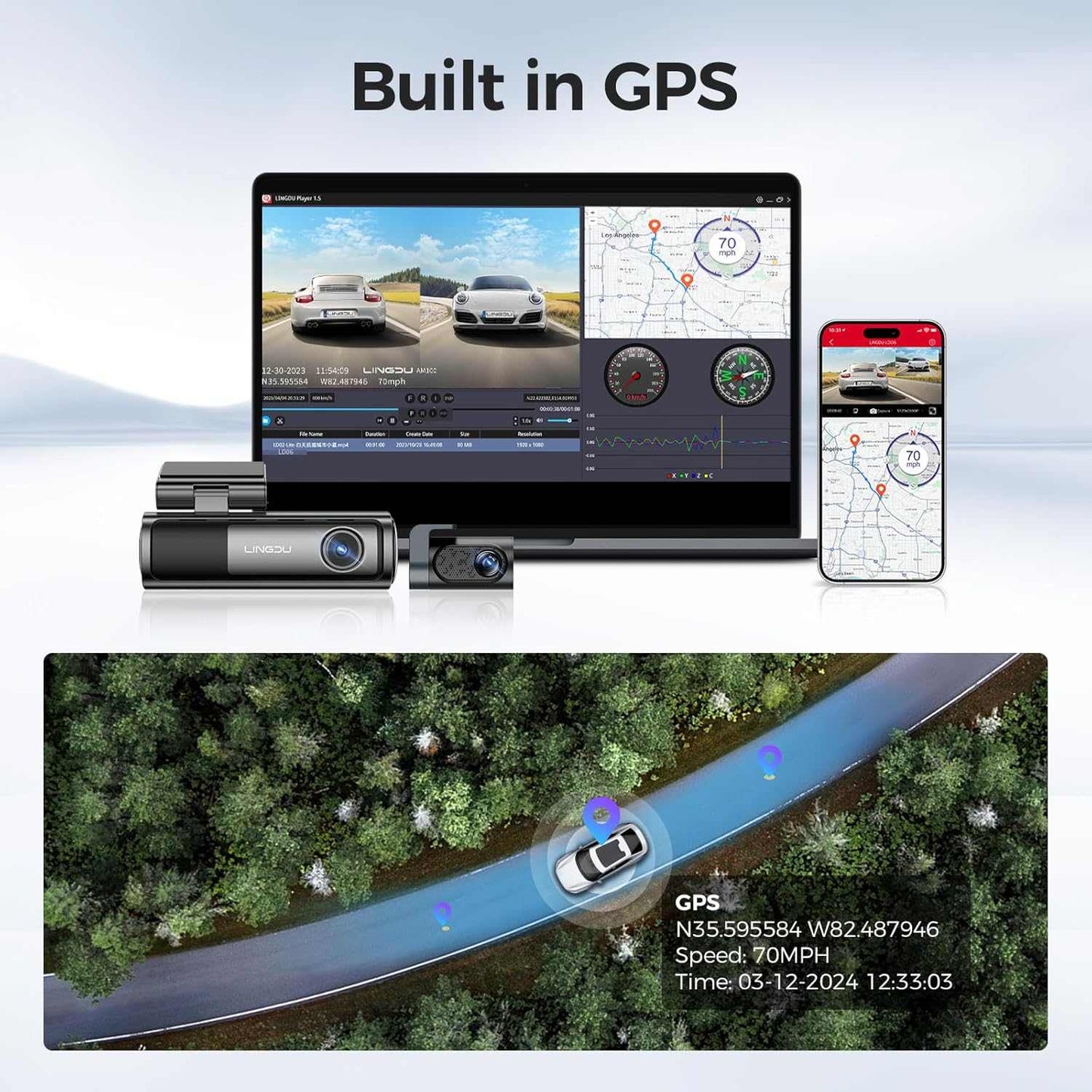 LINGDU LD06 5K Front and Rear Dash Cam