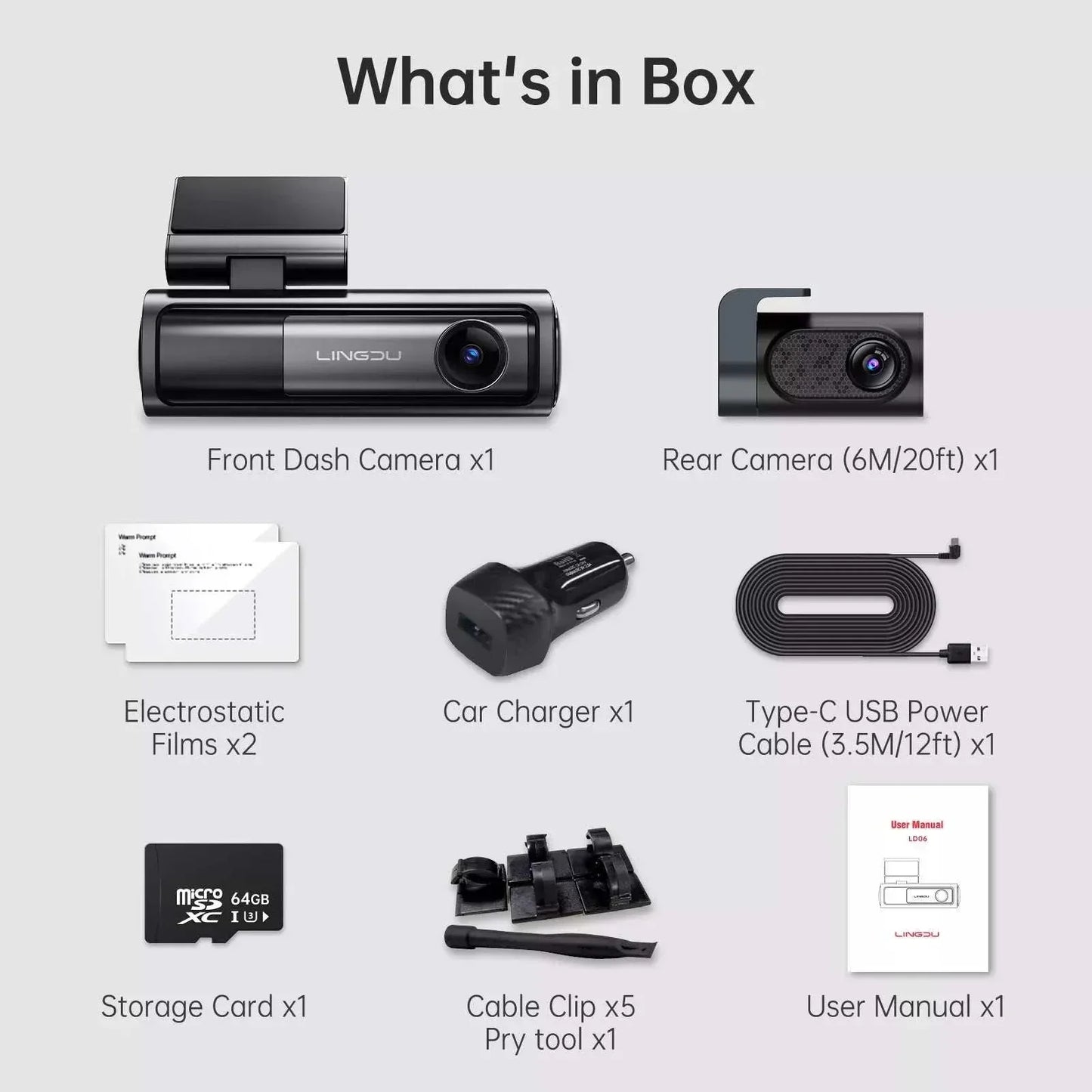 LINGDU LD06 5K Front and Rear Dash Cam