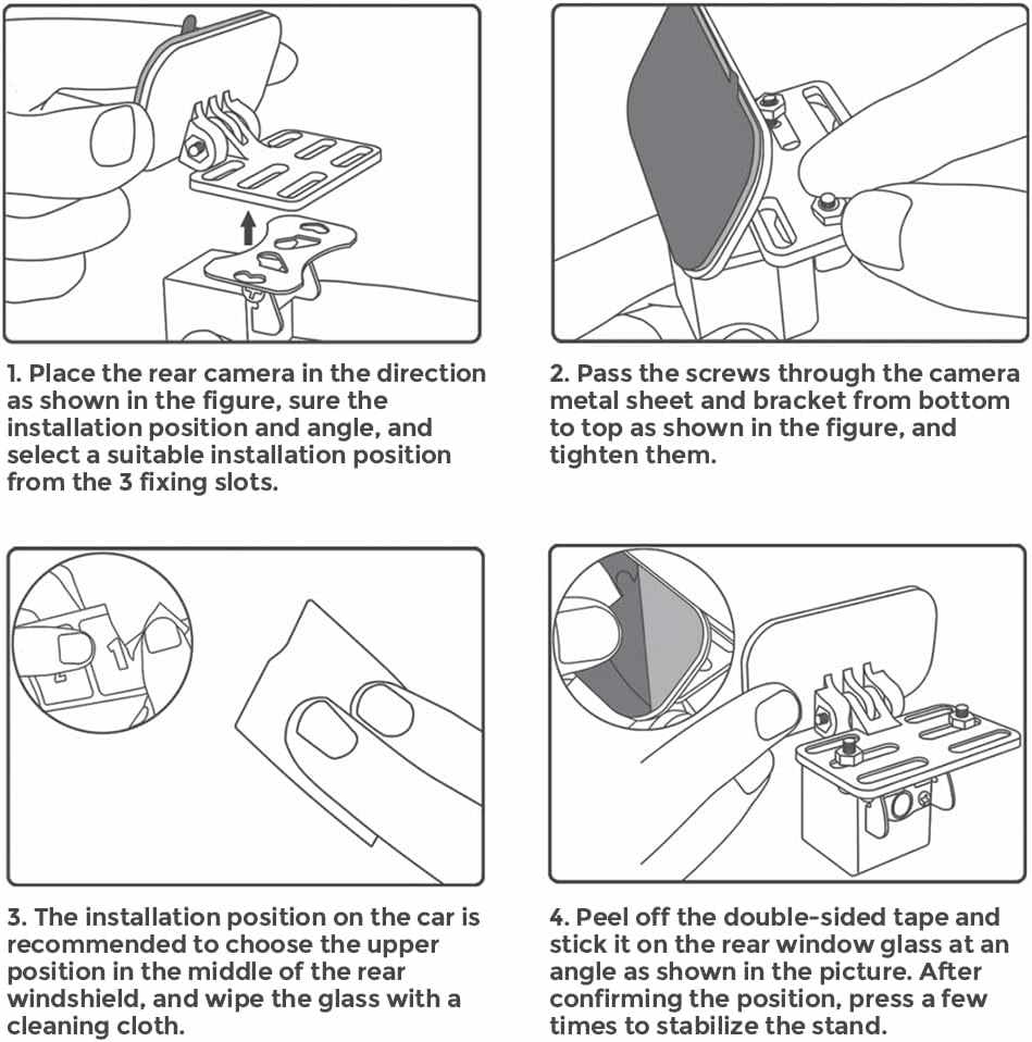 Rear Camera Holder — Rear Window Windshield Bracket for Dash Cams