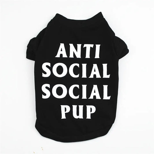 Anti Social Social Pup Tee | Graphic Dog T Shirt