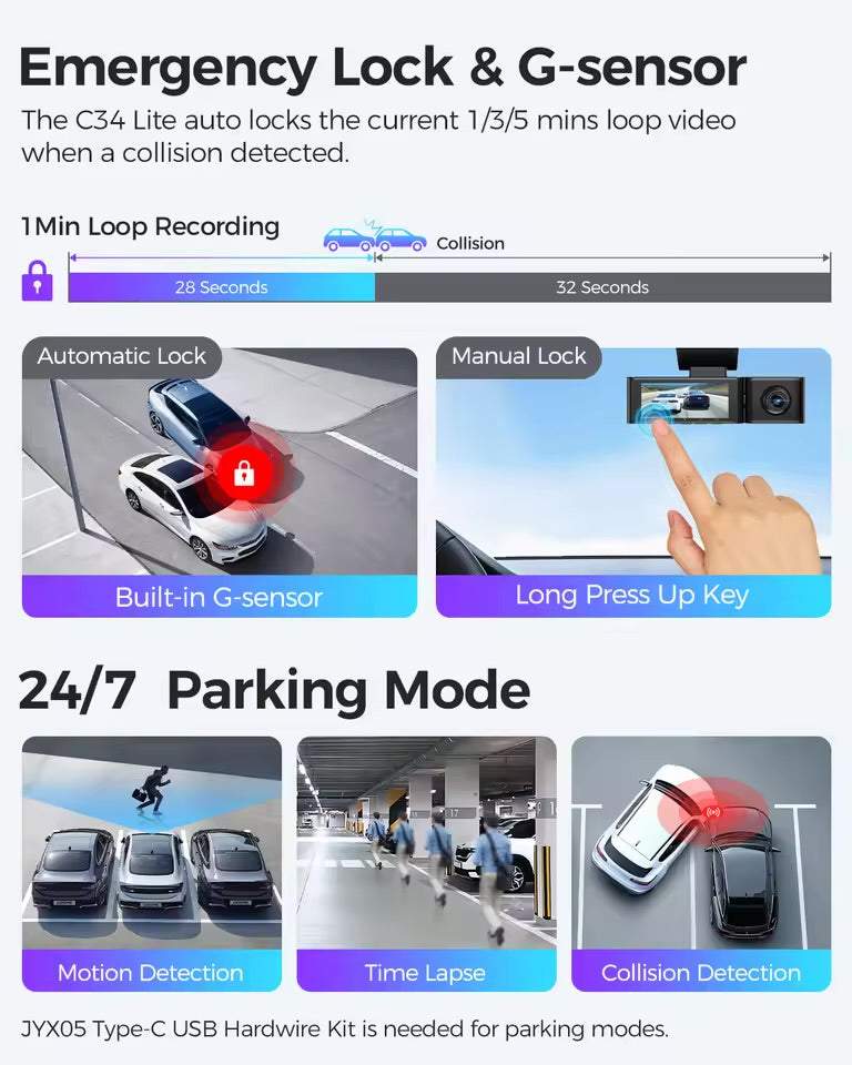 LINGDU C34 4K 3-Channel Dash Cam | Built-in WiFi GPS