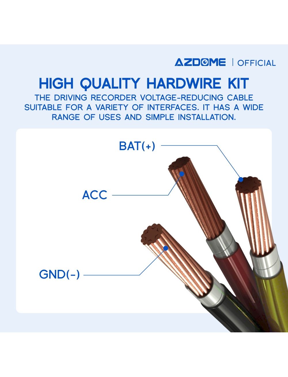 AZDOME HM03R Hardwire KIT mini USB type suport Dash Cam Models M550, GS63H, M17 , AR08, AR12, M63