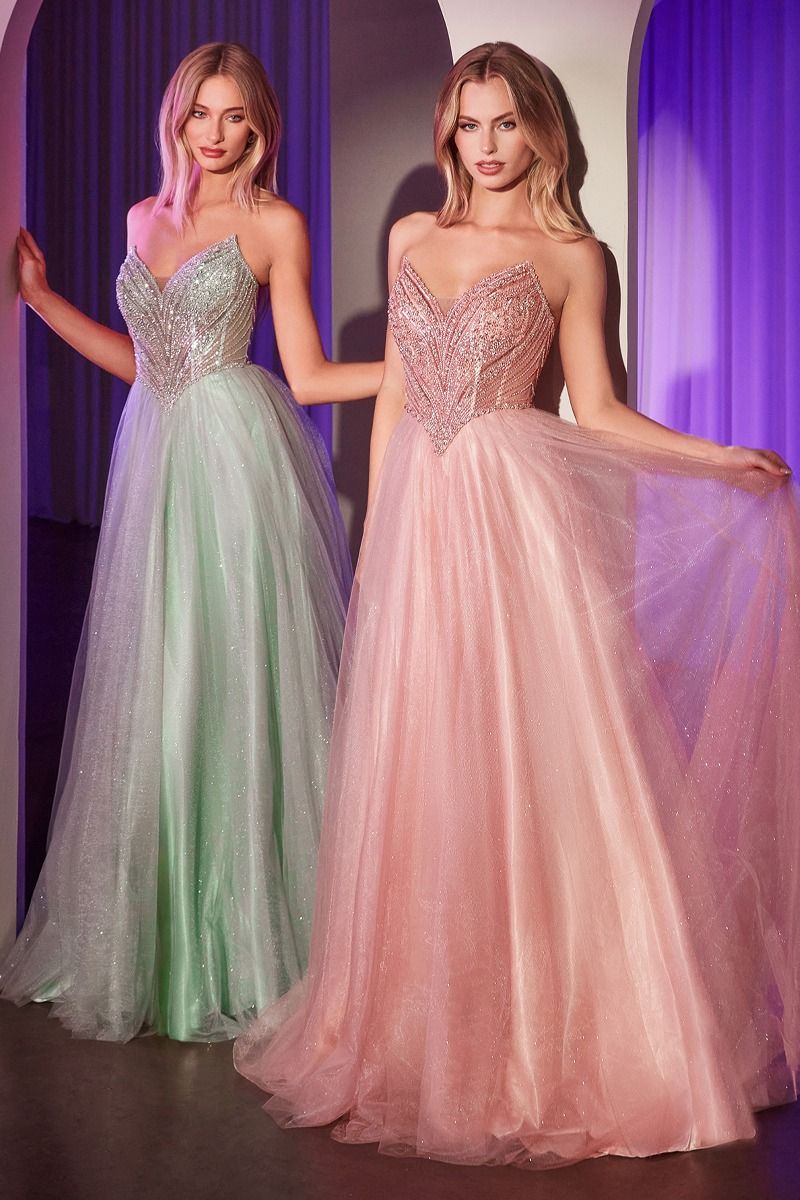 Strapless Beaded Tulle Ball Gown - Style 2