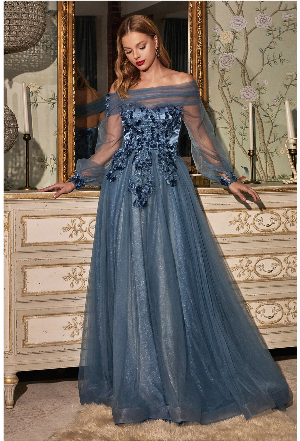 Layered Tulle Strapless Ball Gown