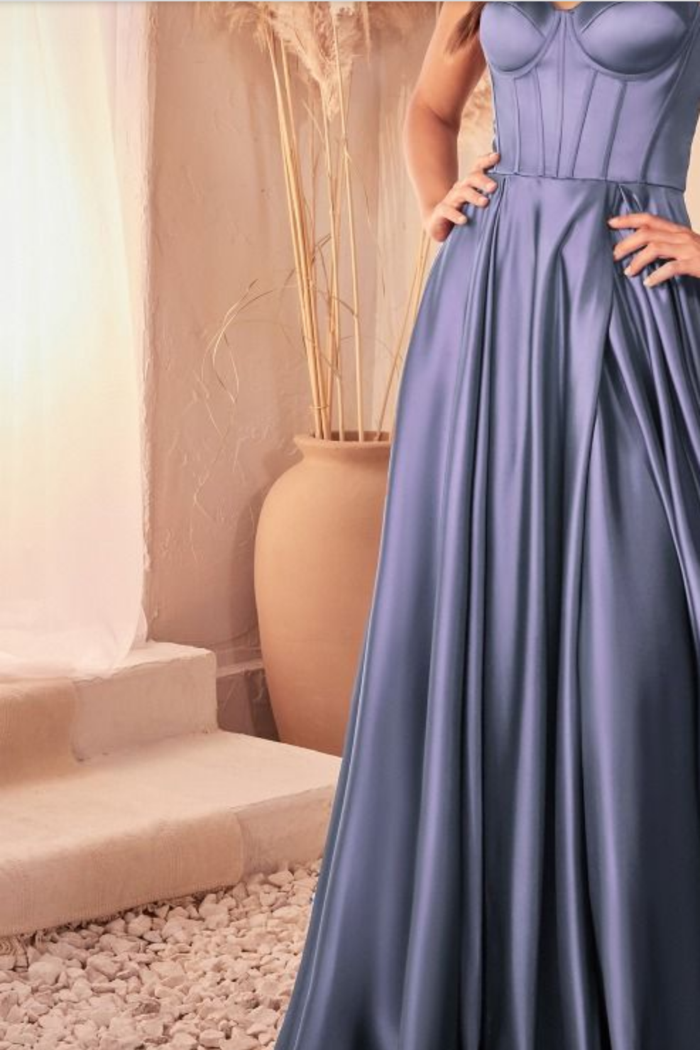 A-Line Satin Bustier Dress