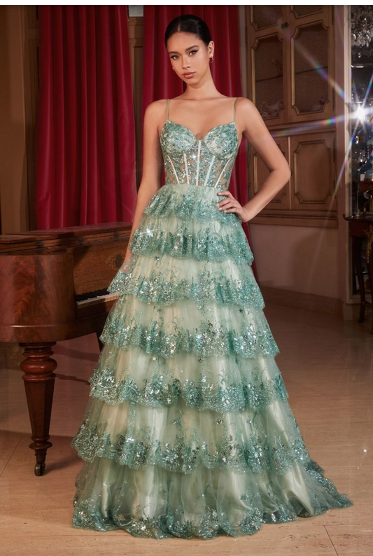 Layered Sequin Ball Gown - Style 2