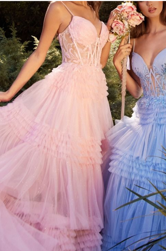 Layered Tulle Ball Gown - 3 Colors Available