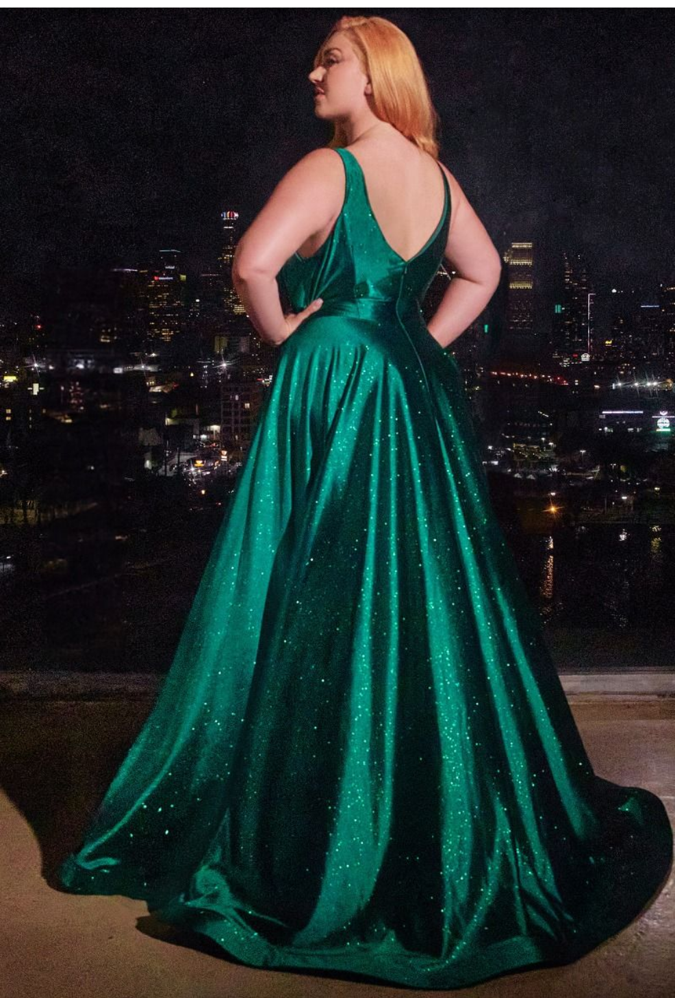 Glitter Satin A-Line Gown