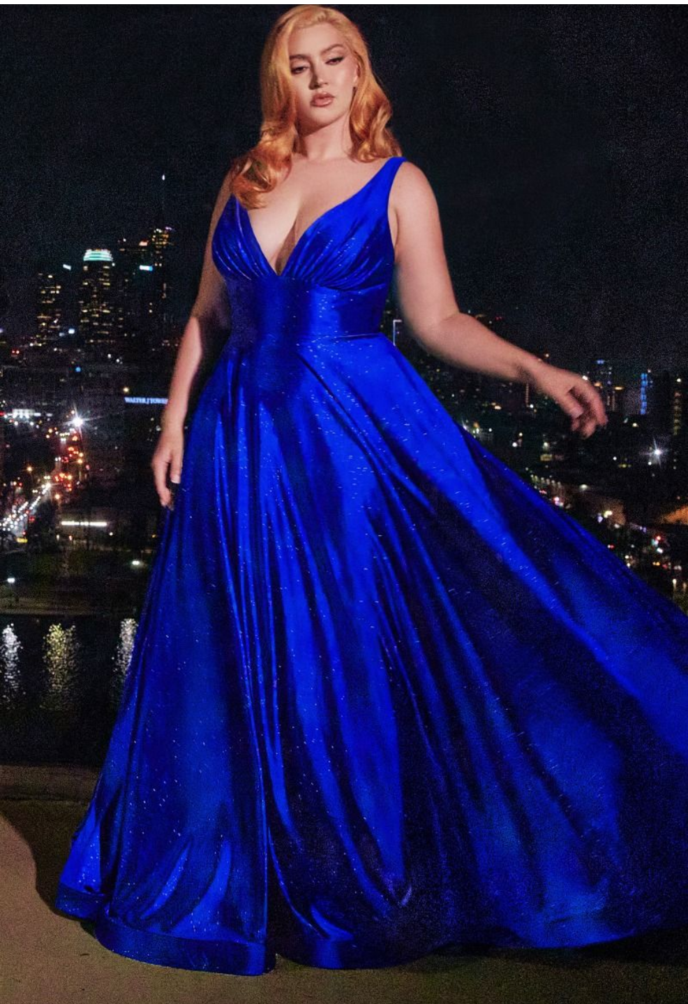 Glitter Satin A-Line Gown