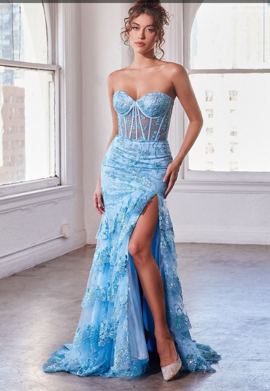 Strapless Layered Ruffle Mermaid Dress - Style 2