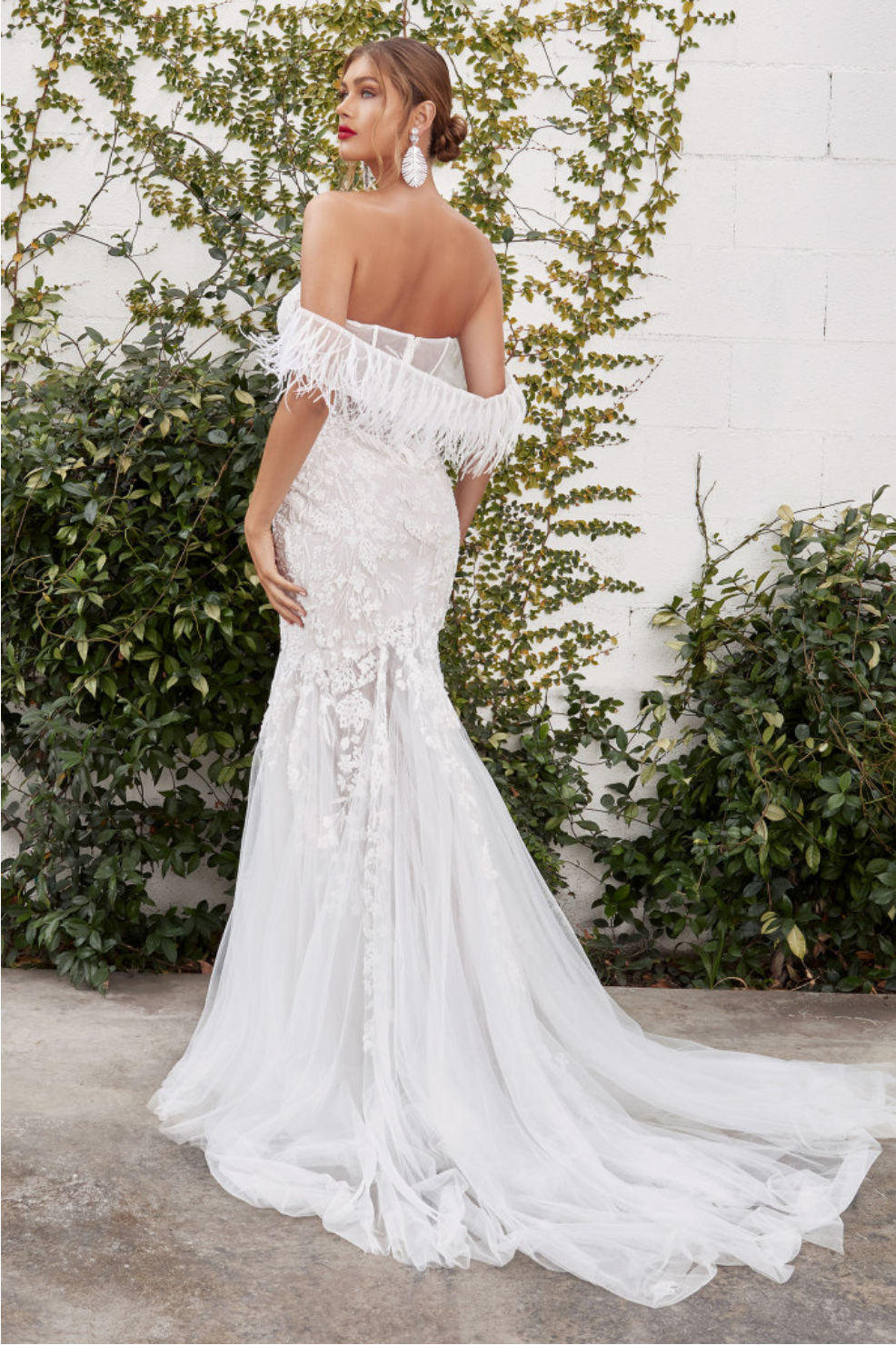 Intricate Lace Sheer Illusion Corset Bodice Gown
