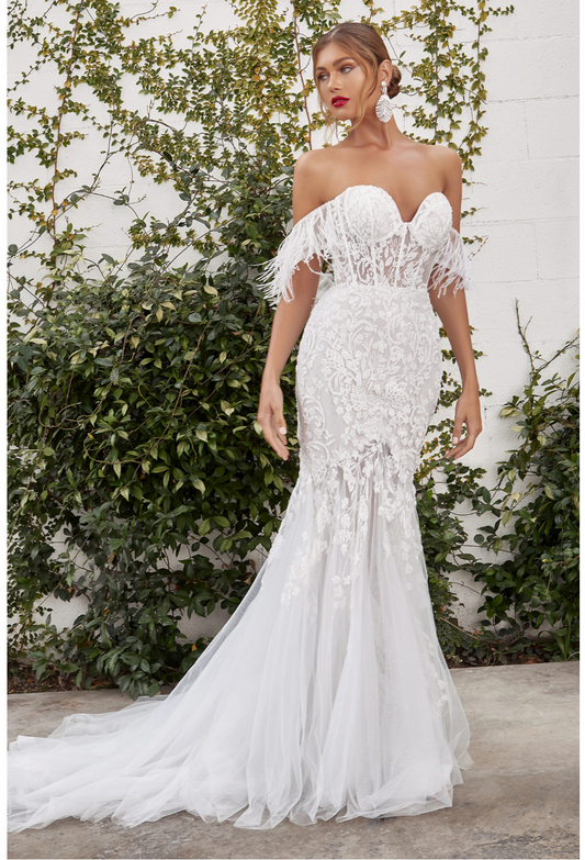 Intricate Lace Sheer Illusion Corset Bodice Gown