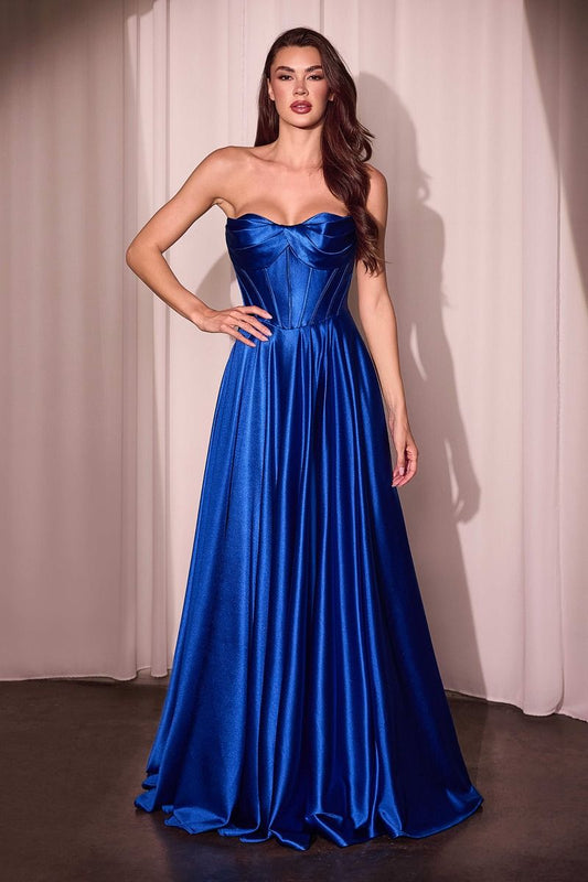 Strapless Satin A-Line Dress - 7 Colors Available Style 4