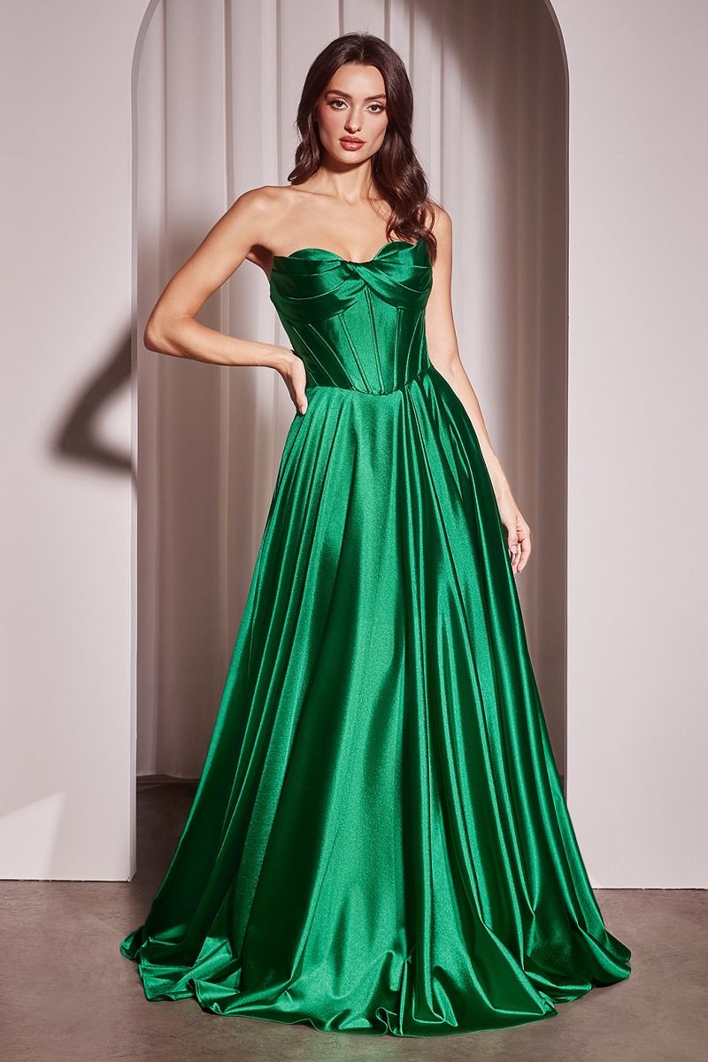 Strapless Satin A-Line Dress - 7 Colors Available Style 4