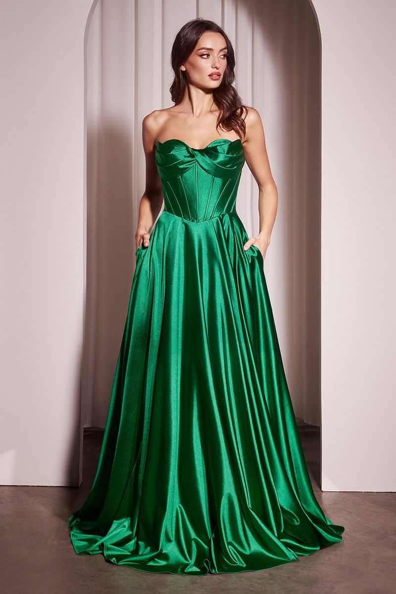Strapless Satin A-Line Dress - 7 Colors Available Style 4