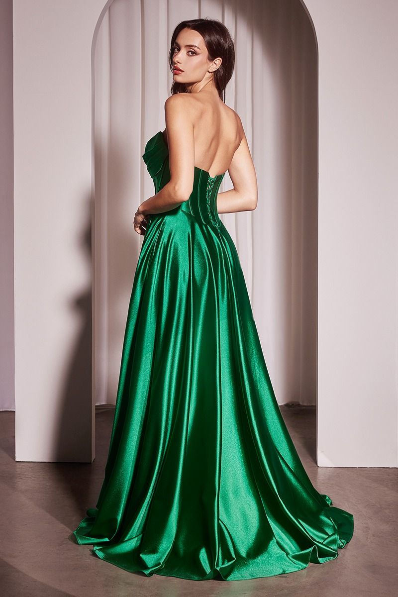 Strapless Satin A-Line Dress - 7 Colors Available Style 2