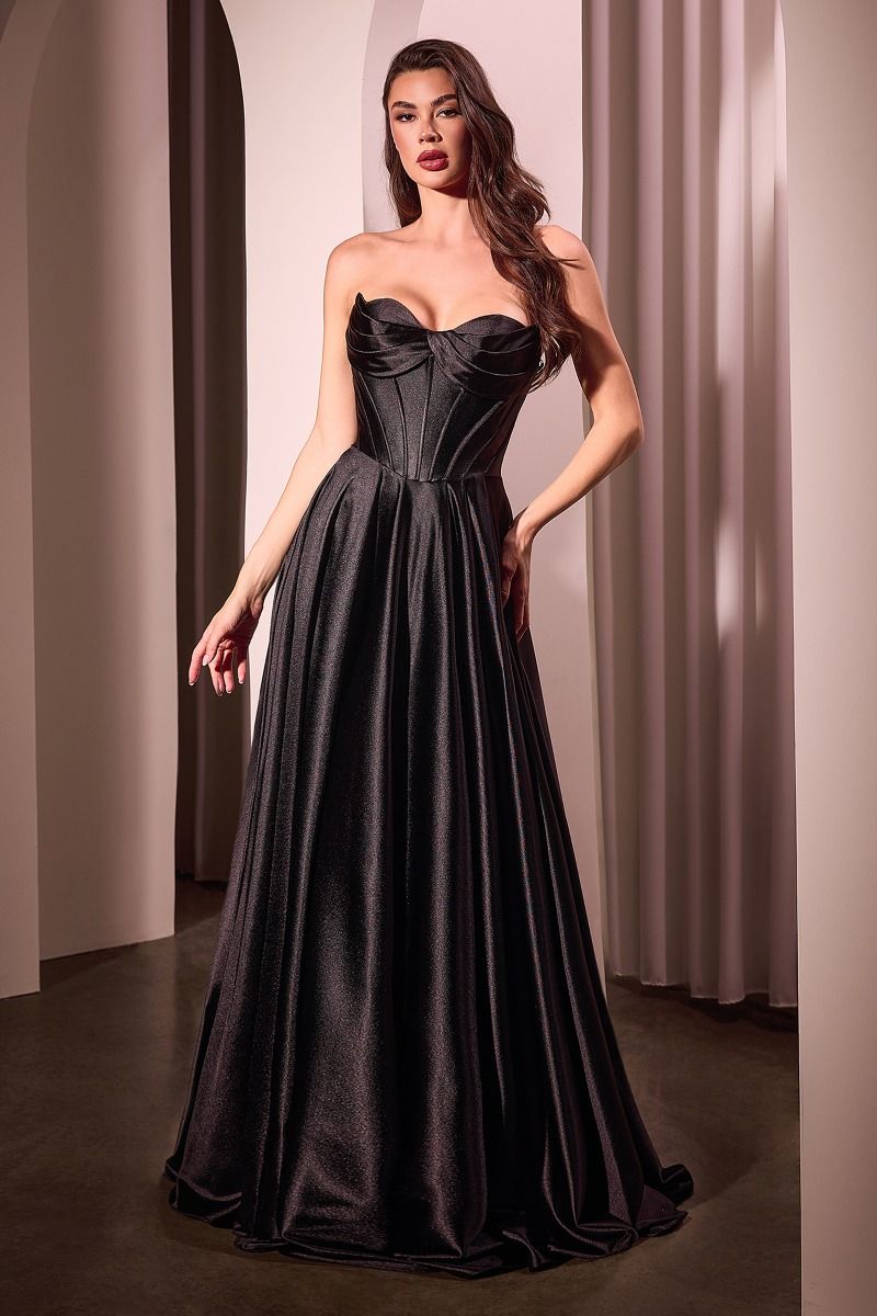 Strapless Satin A-Line Dress - 7 Colors Available Style 3