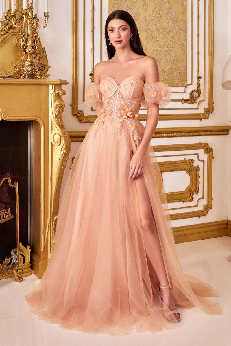 Strapless Floral Ball Gown - Style 2