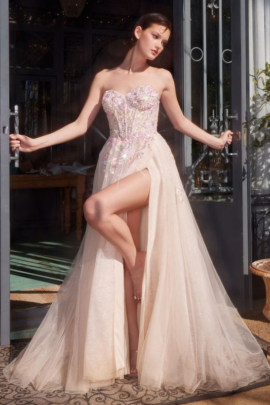 Summer Garden Appliqué A-Line Gown
