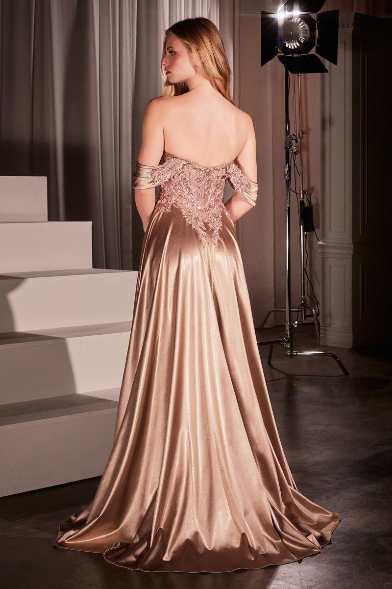 Off The Shoulder Lace & Satin A-Line Dress - 5 Colors Available