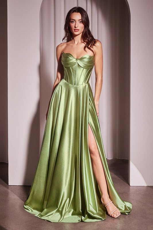 Strapless Satin A-Line Dress - 7 Colors Available Style 3