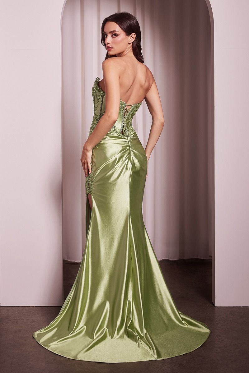 Strapless Lace-Appliqued Corset Bodice Gown - 8 Colors Available